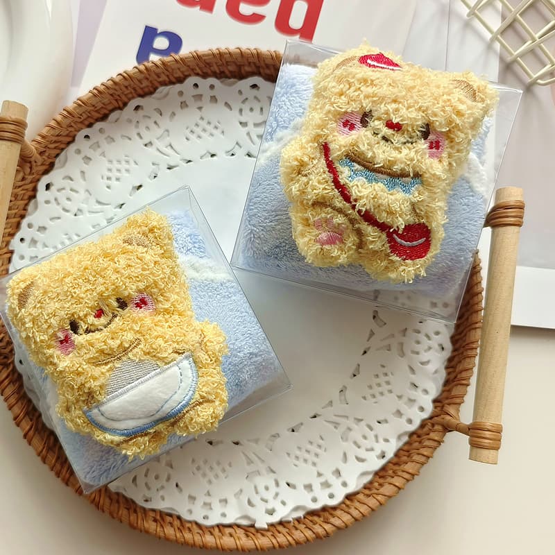 Cartoon Plush Butter Curly Bear 3D Hanging Towel Face Cloth, Souvenir Wedding Shop Internal Pairing Gift