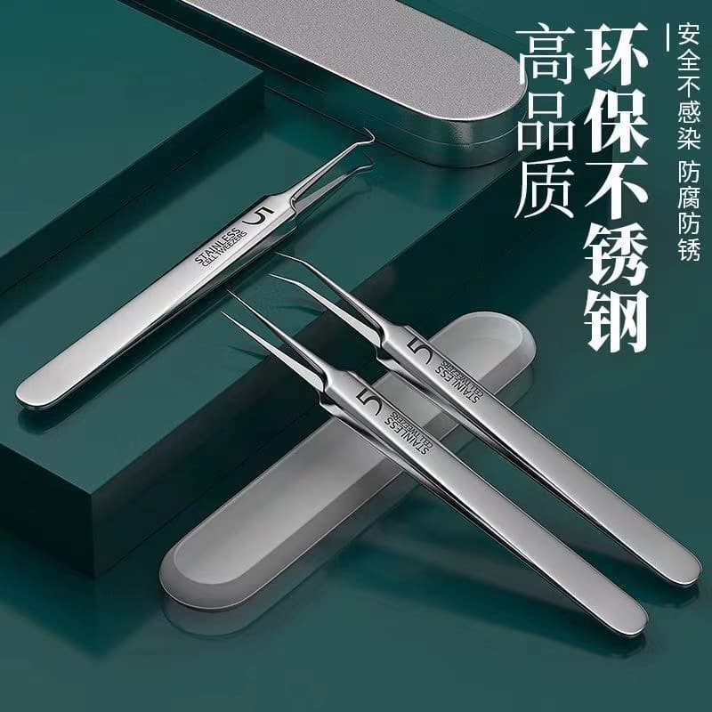 Stainless Steel Acne Needle Set with Tweezers and Cell Clamp, 8-Piece Pimple Extractor, Beauty Tool Wholesale Manufacturer