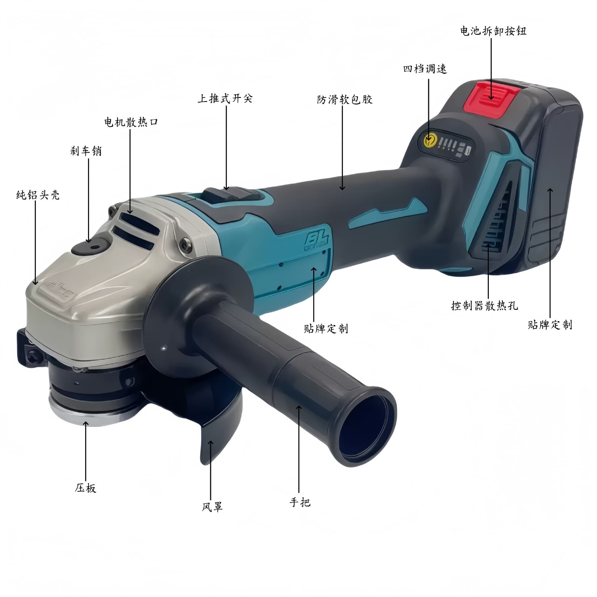 Cross-border Makita-style Angle Grinder Brushless Lithium Battery Cutter Foreign Trade Industrial Grade High-power Angle Grinder