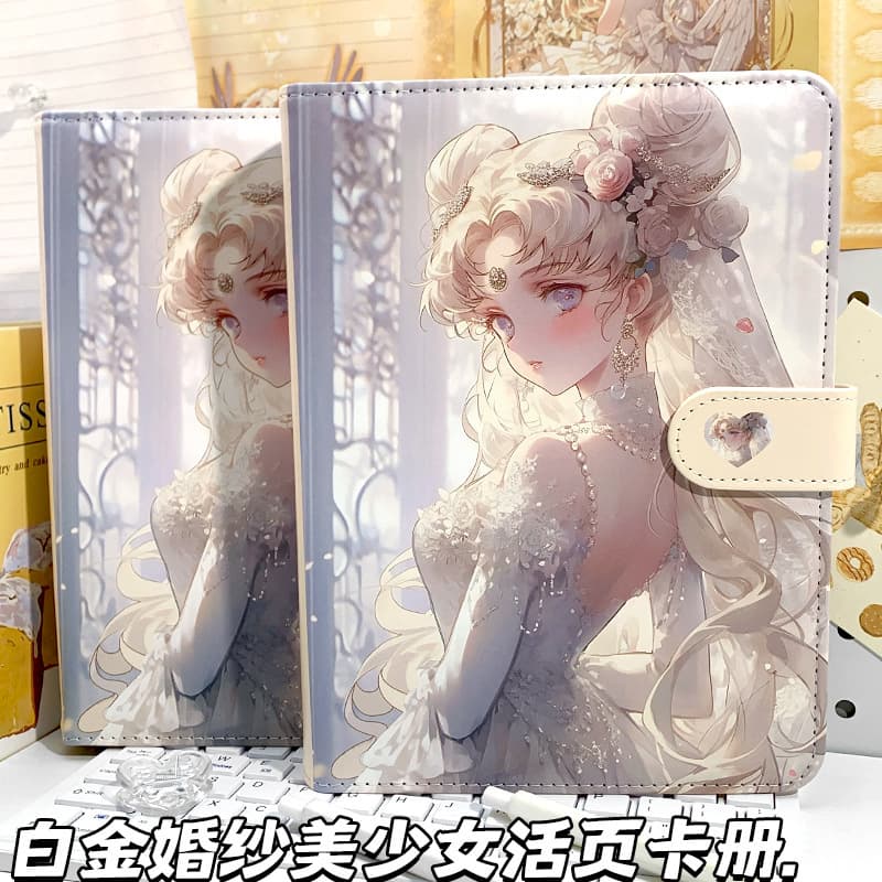 New Platinum Wedding Dress Anime Girl A5 Loose-Leaf Card Album High-Aesthetic Leather Magnetic Closure Collection Book
