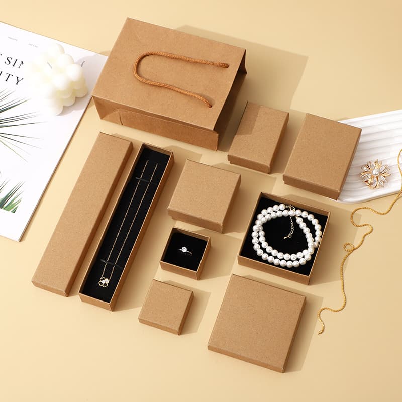 Ready stock jewelry box, ring box, heaven and earth cover gift box, jewelry storage box, bracelet necklace, kraft paper, environmentally friendly bracelet box