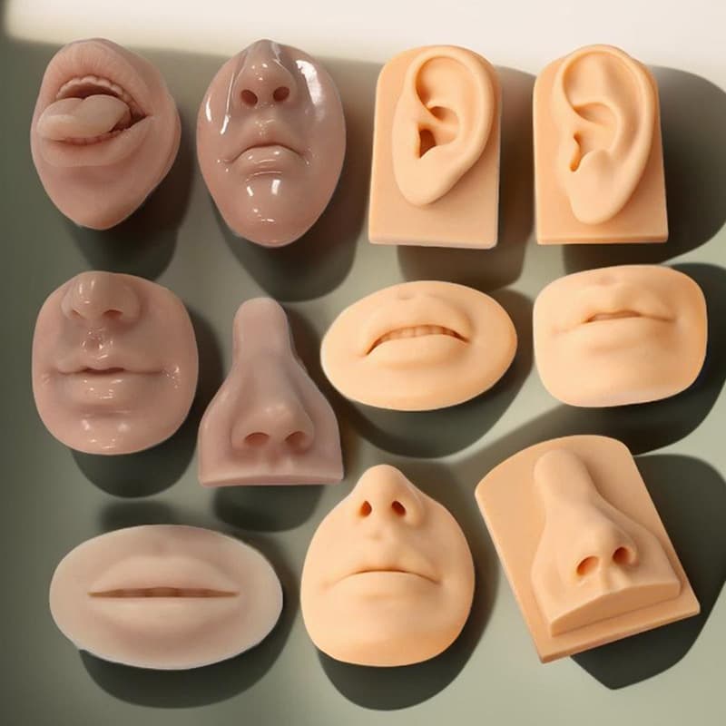 Simulated human body silicone facial features model lip piercing practice ear nose tongue mouth piercing ear model