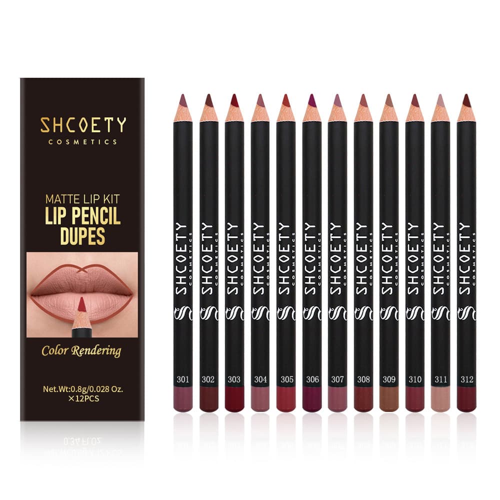 SHCOETY EU-US Cross-border 12-Color Matte Lip Liner Pencil Set Nude Long-lasting Non-smudge Cosmetics Wholesale