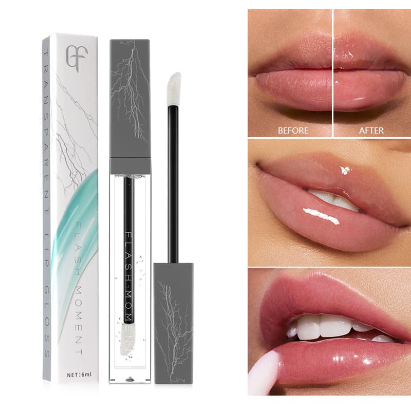 Cross-Border Flashmoment Moisturizing Long-Lasting Lip Gloss Transparent Glass Lip Care Lip Oil Colorless Lip Glaze Wholesale