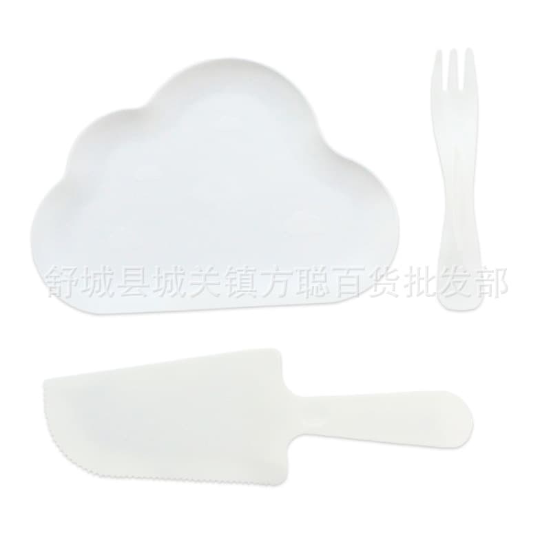 Wholesale Internet-Famous Cake Knife Fork Plate Set Tableware Cloud Plate Disposable Plastic Birthday Party Baking Supplies
