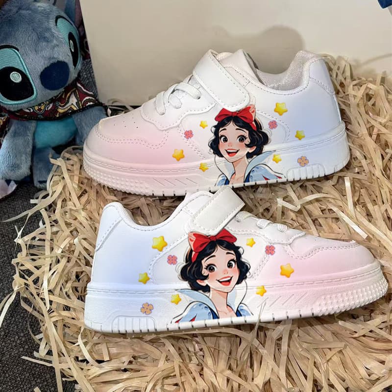 Cartoon White Shoes UV Print Princess Girls Trending Cross-border Export Children Casual Shoes