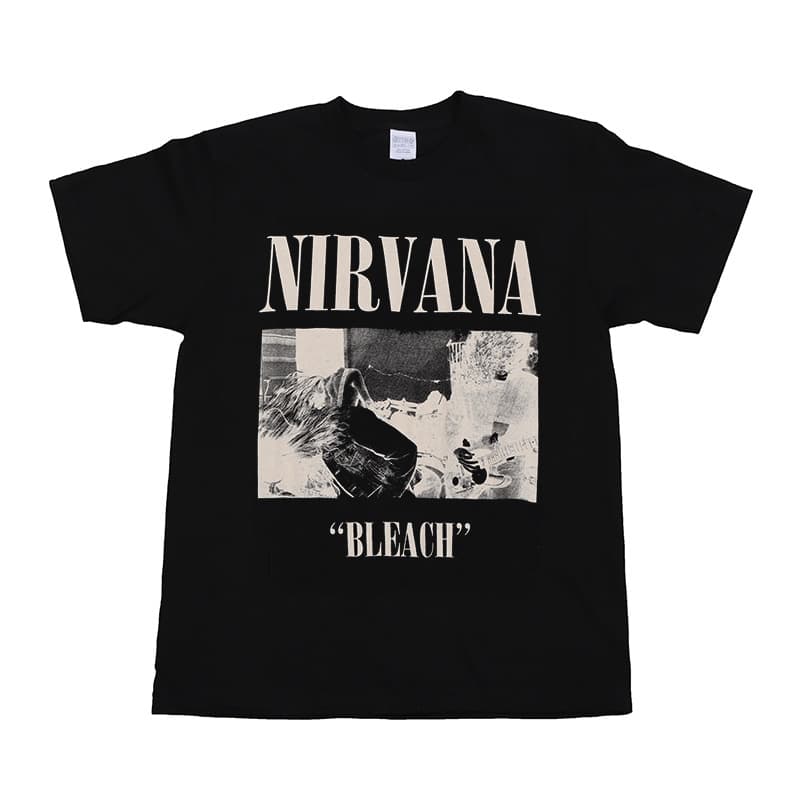 American Retro Black and White Rock Band Print Short Sleeve T-Shirt Unisex Four-Season Inner Layering Loose Heavyweight Basic Top
