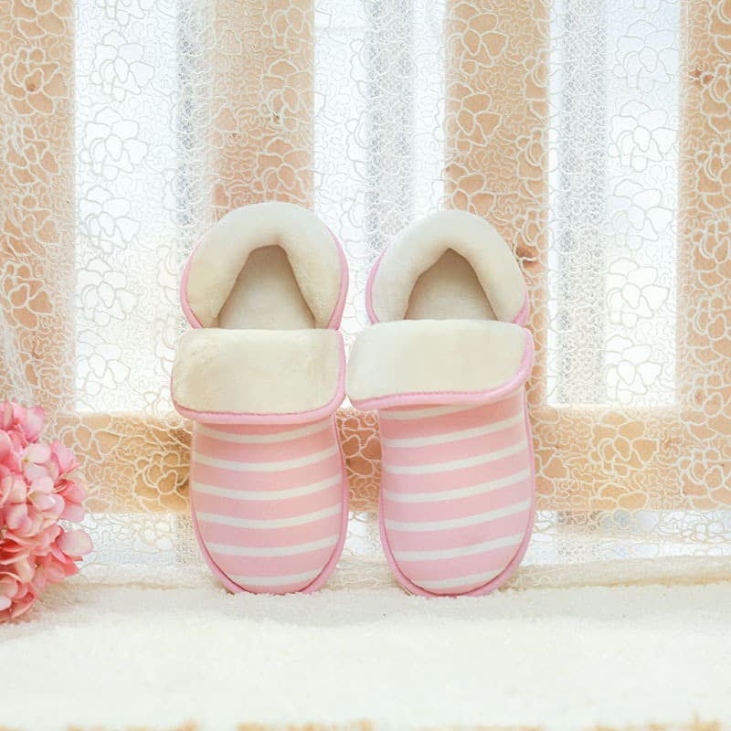 Heel-Covering Maternity Slippers for Autumn and Winter, Amazon Soft Sole Slippers, Striped Cross-Border Slippers, Cotton Warm Slippers