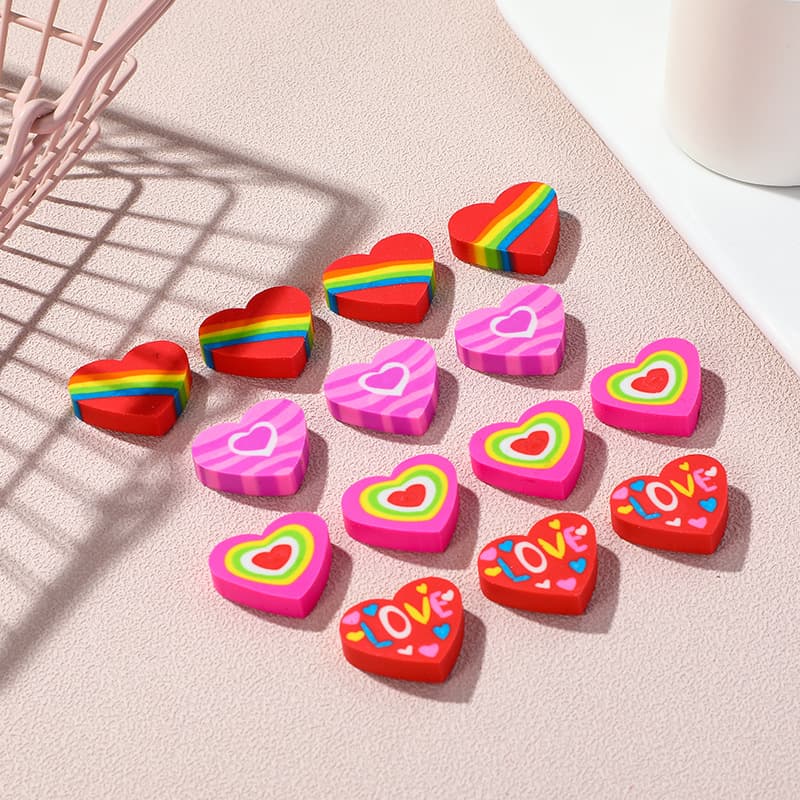 New Colorful Heart-Shaped Eraser - Creative Elementary Student Gift Prizes, Cute Cartoon Learning Stationery Wholesale