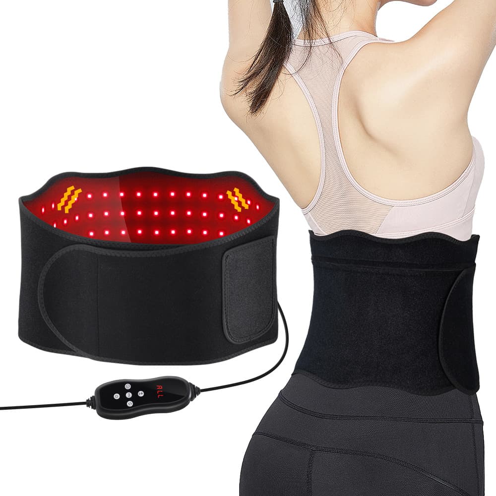 Heating Vibration Massage Red Light Belt 660nm Muscle Fatigue Relief Waist Support 850nm Near Infrared Therapy