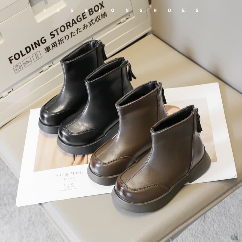 Children's Chelsea Boots 2025 Autumn/Winter Fleece-Lined Little Girls' Single Boots, British Style Children's Leather Boots, Elementary School Boys' Martin Boots