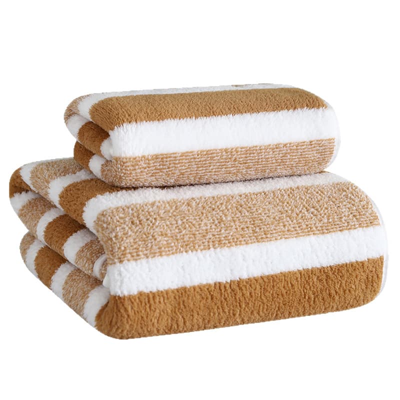 New Cross-Border Face Towel, Absorbent, Soft, Thickened, Edge-Wrapped Wide-Stripe Towel, Bath Towel Set