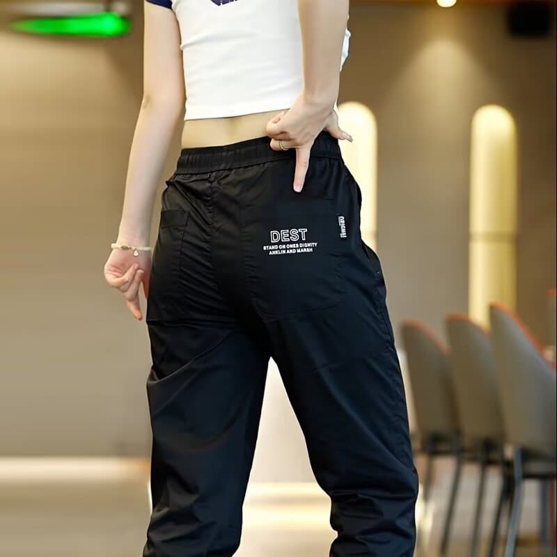 2025 Ice Silk Back Pocket Leg Quick-Drying Casual Pants Men's Loose Large Size Sports Pants for Summer Work