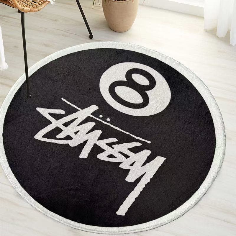 Cross-border Black 8 Round Foldable Living Room Carpet Non-slip Durable Rug Children's Room Home Office Chair Mat Round Carpet