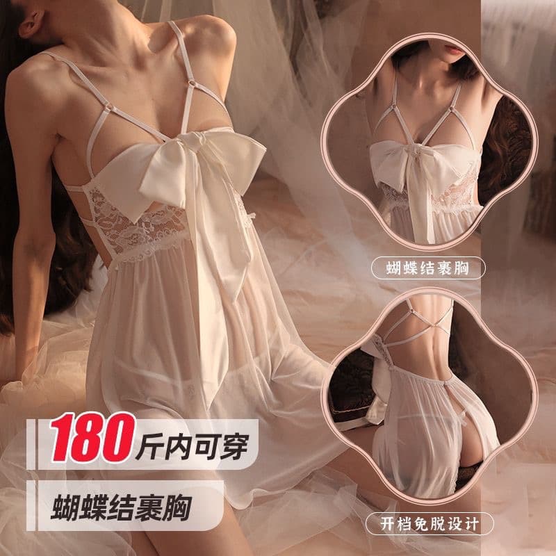 Sexy Lace Plus Size Underwear Set with Steel Bracket Gathered Nightgown Home Clothes Women's Hot Uniform Role Play Costume