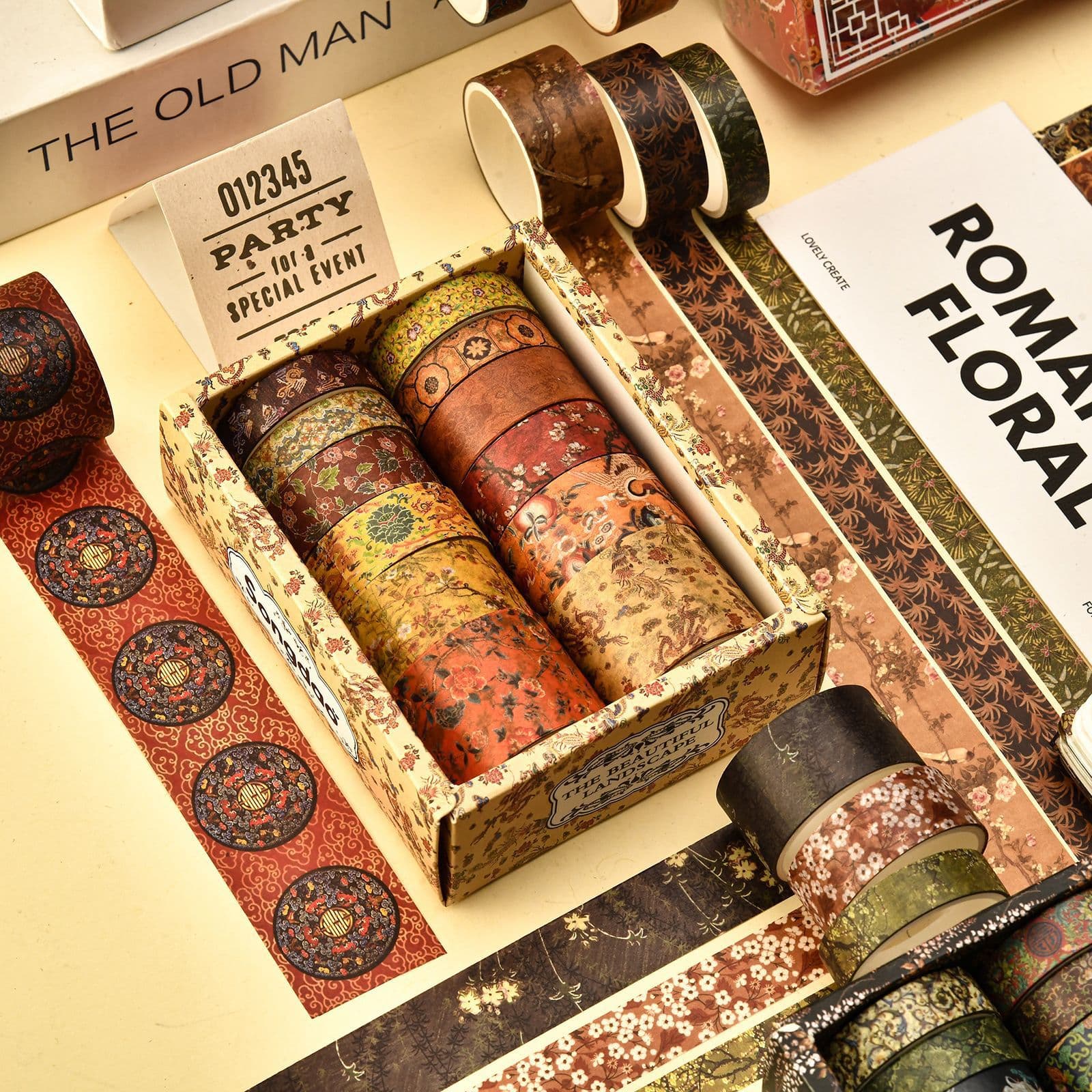 SDRT240428 Splendid Mountains and Rivers Series Washi Tape Set 12 Rolls Cross-border Product