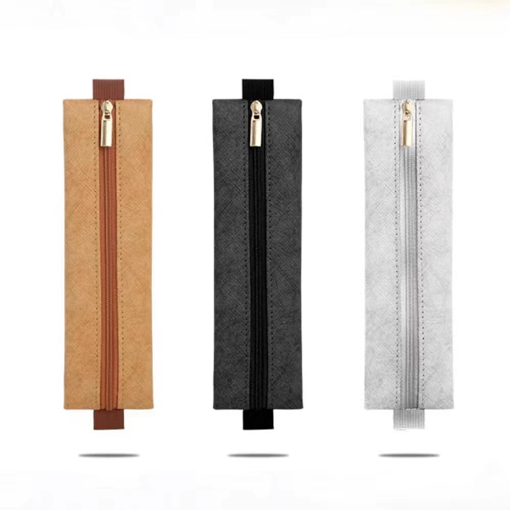 Lightweight Waterproof Dupont Kraft Paper Pencil Case Custom Logo Pen Holder with Elastic Band Stationery iPad Pen Storage Bag