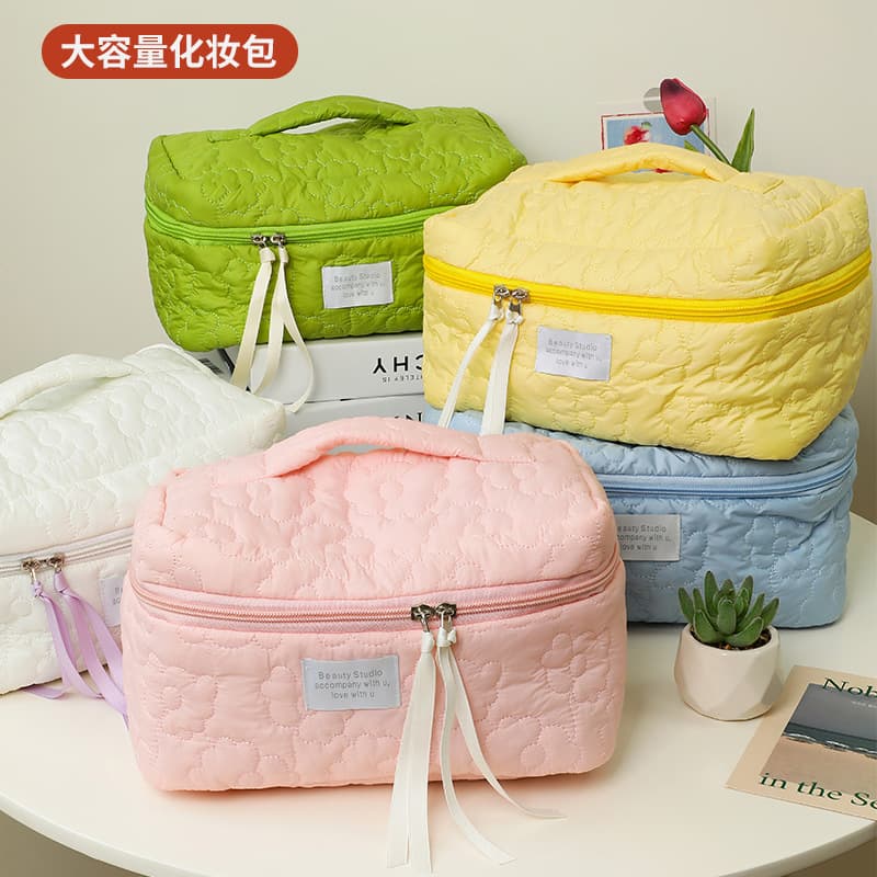 Leather Makeup Bag Compact Cosmetic Pouch Zipper Closure Tassel Pendant Fashionable Women's Accessory