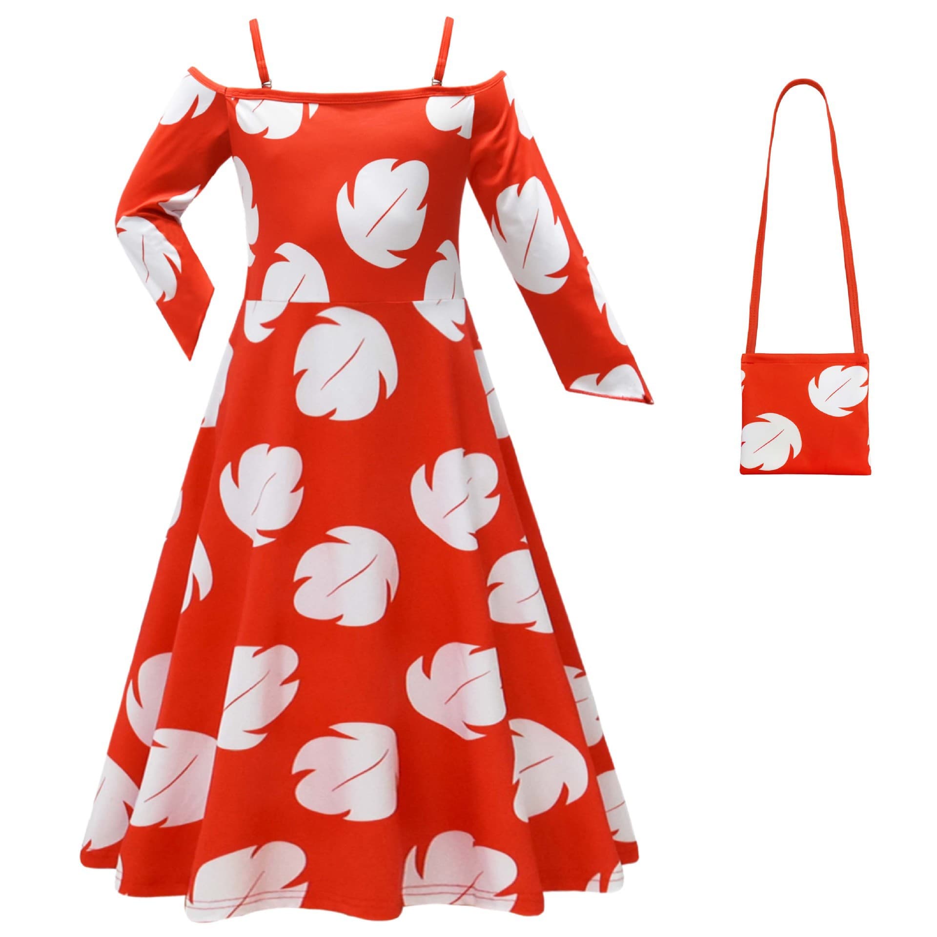 New short-sleeved long dress LiloandStitch girls' dress + bag