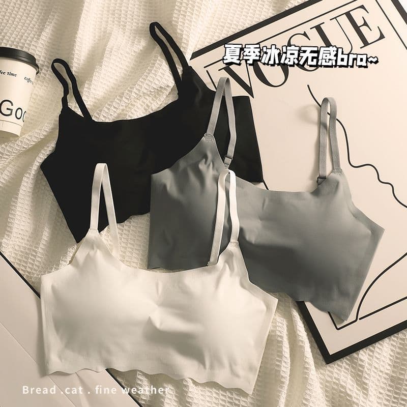 Seamless Ice Silk Bra for Teens, Racerback Sports Bra, Wire-Free Push-Up Bra, Invisible Backless Bra, Summer