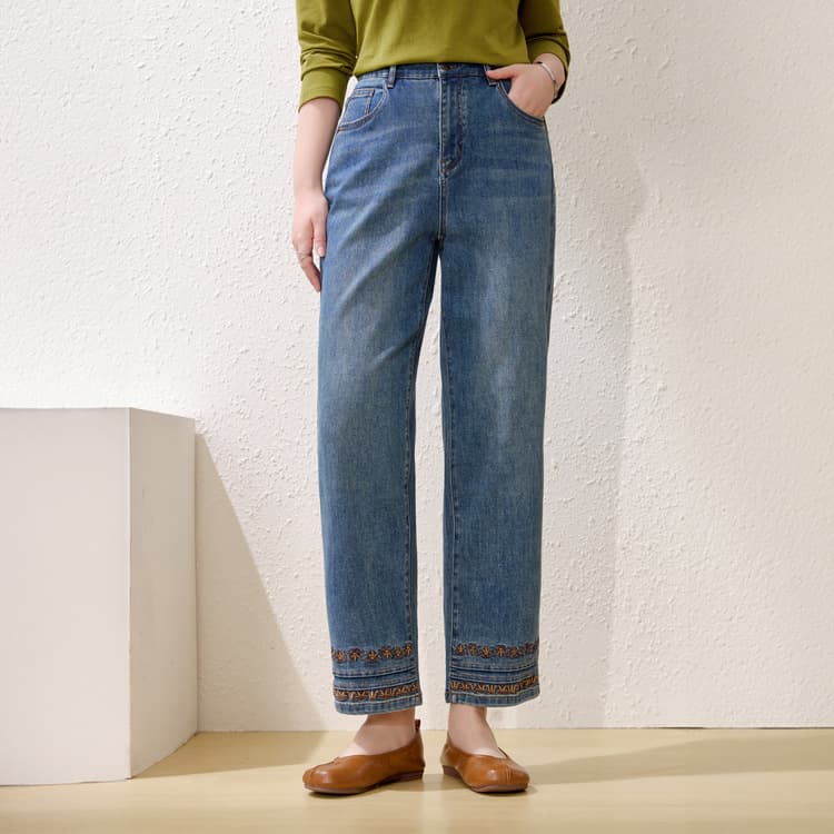 Cropped Cigarette Pants Xianlixiu Plus Size Women's Fashion Commute Versatile Jeans for Plus Size 2026 Summer New