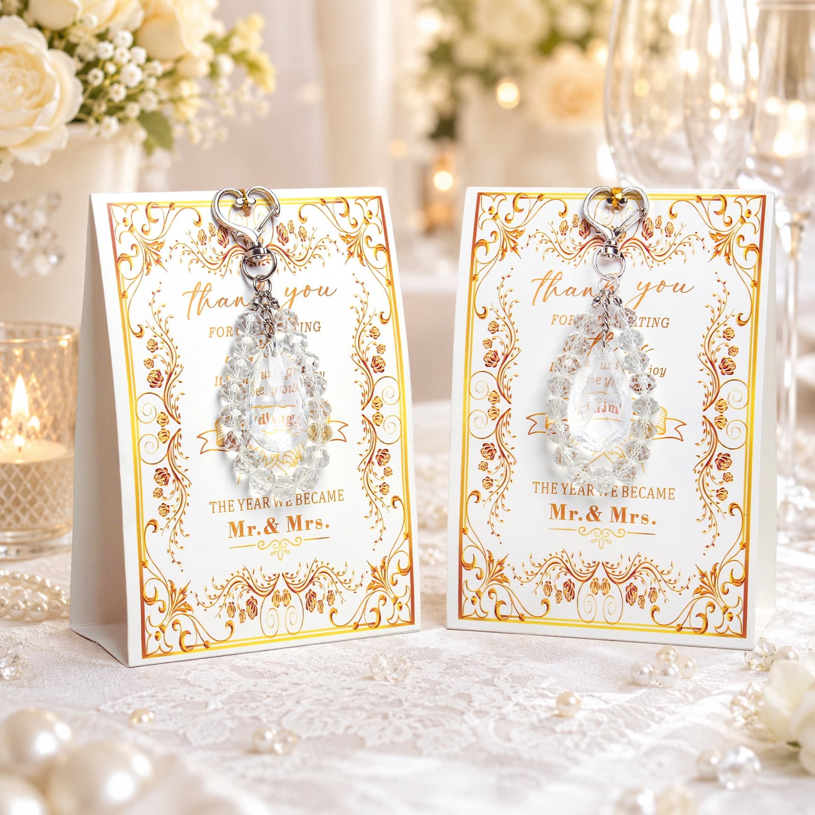 Cross-border exclusive water drop glass bead chain keychain wedding guest souvenir party party girl bag pendant