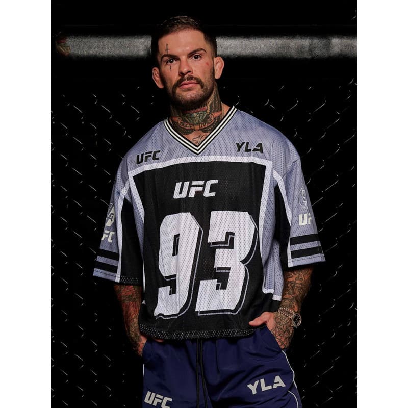 YOUNGLA American Style New Men's Oversized T-Shirt, UFC League Same Style Sports Fitness Quick-Dry Breathable Short Sleeve
