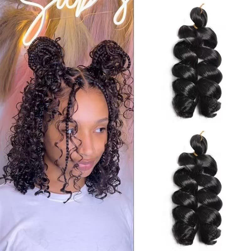 12 Inch French Loose Curl Crochet Hair African Hooked Hair Extensions Short Braid Style Non-Dyeable for Ladies of Any Skin Tone And Face Shape
