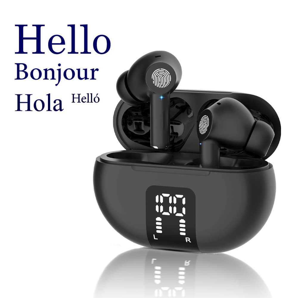 M10 Cross-Border Bluetooth Smart Translation Headset: 144-Language Dialogue Simultaneous Translation Machine with Real-Time Voice-to-Text Translation