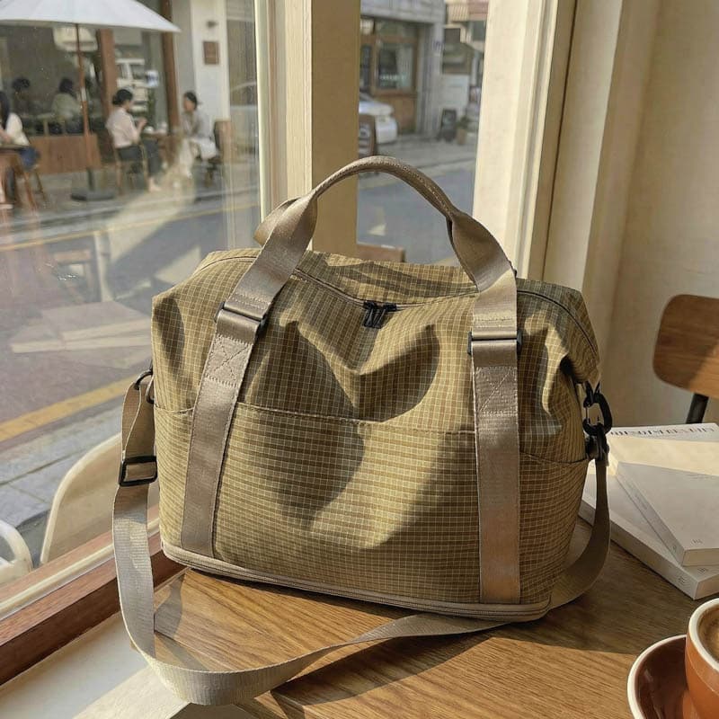 Twill Fabric Wet-Dry Separation Travel Bag Shoulder Bag Short Trip Storage Bag Expandable Sports Gym Bag
