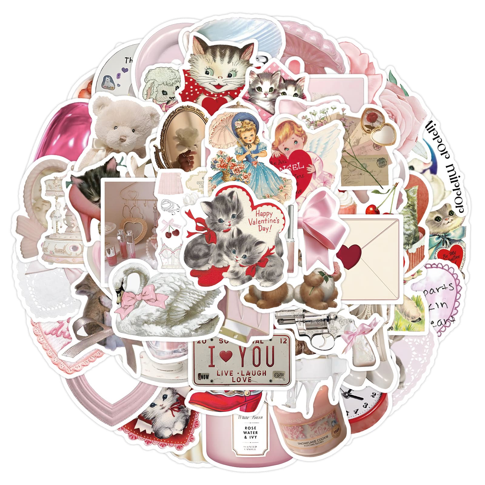 60pcs INS New Style Coquette Fresh Graffiti Stickers for Tablet, Luggage DIY Decoration Wholesale
