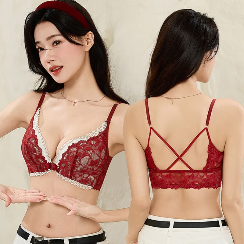Front Closure Lace Bra, Beautiful Back, Push-up, Gather Side Fat, Anti-sag, Wire-free, New Style