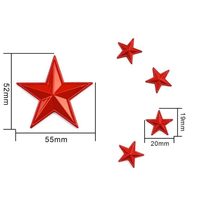 Metal Five-Pointed Star Five-Star Red Flag Car Sticker, Automotive Modification Decorative Side Sticker, Motorcycle Electric Scooter Battery Car