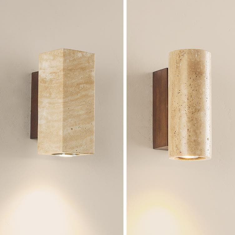 LED Travertine Wall Lamp, Creative Wabi-Sabi Bedroom Living Room Background Wall Bedside Lamp, Nordic Japanese Style Corridor Light