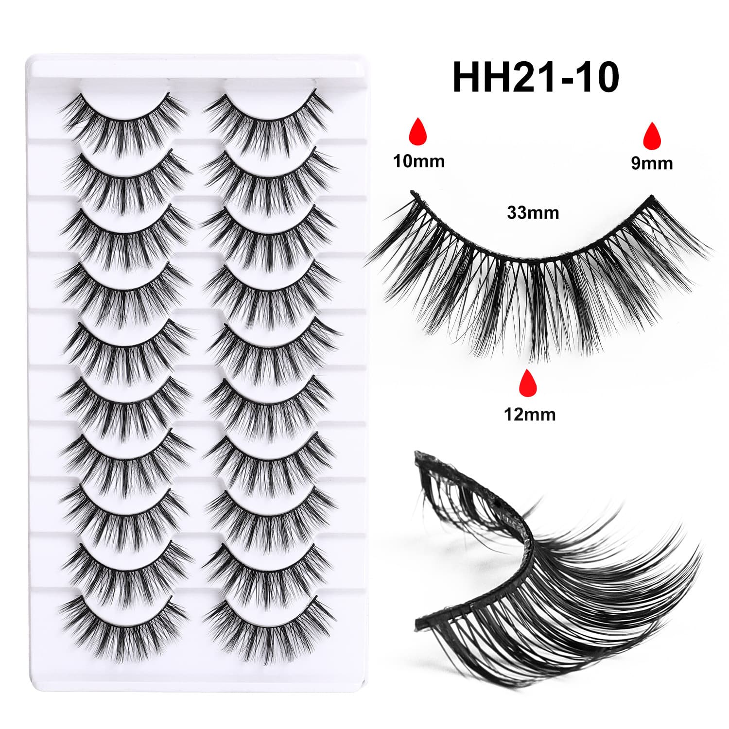 Cross-border 10 Pairs European and American Style Black Stem 3D False Lashes Thick Voluminous 3D Little Devil Eyelashes Flat Factory Stock