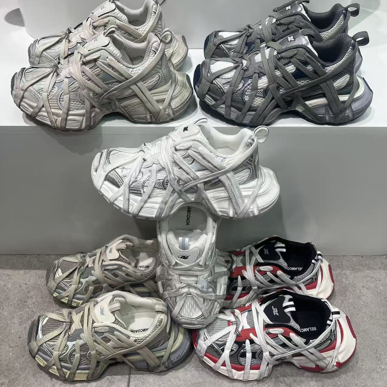 2025 New Distressed Dirty 9th Gen 3XL Paris Spider-Man Dad Shoes Women's Lace-up Thick Sole Heightening Sneakers