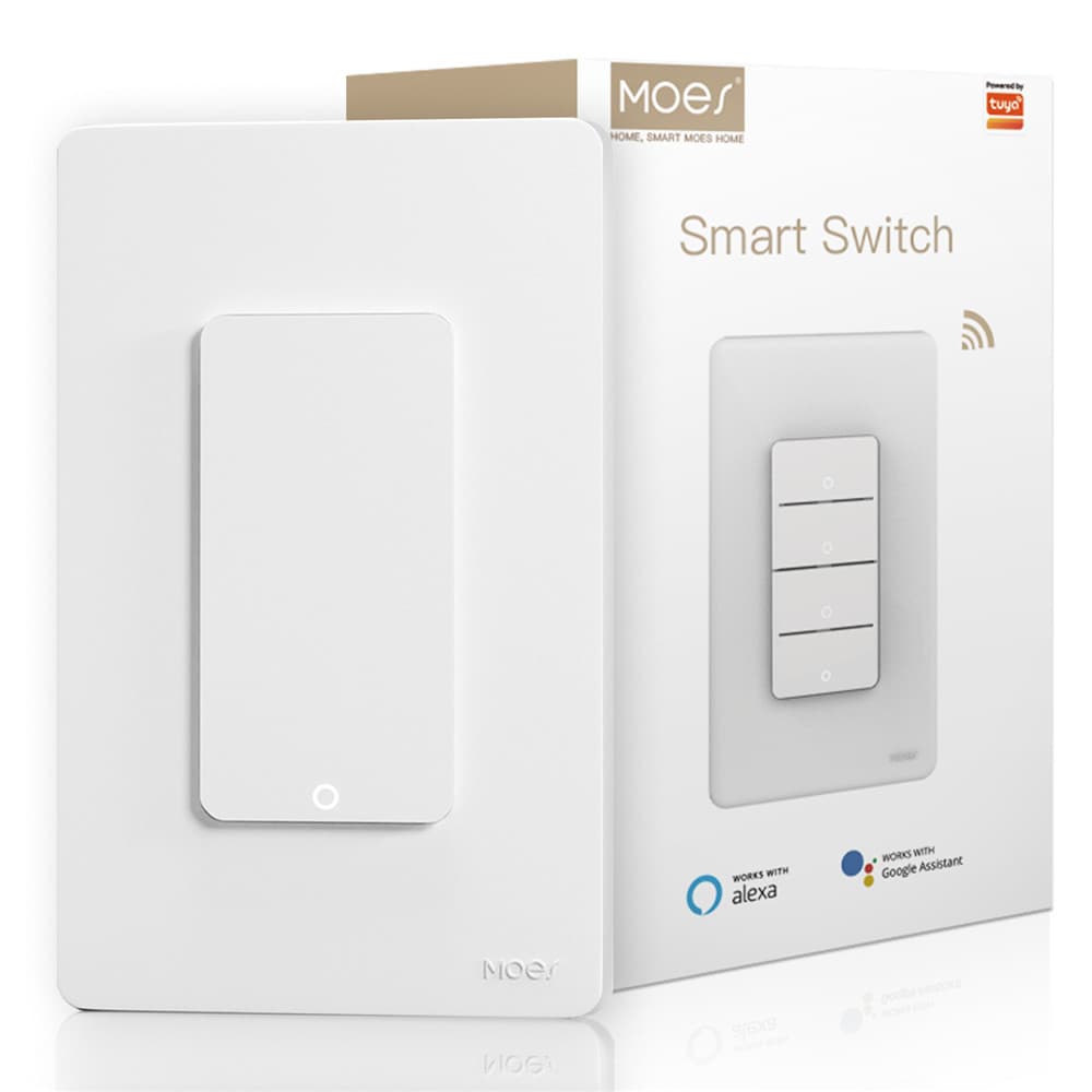 Tuya WiFi Smart Home Light Control Switch APP Timer US Standard Neutral Live Wire 1/2/3/4-Gang Smart Switch