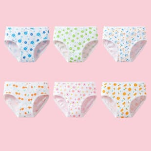 Cotton Girls' Panties Cute Floral Girls' Briefs Breathable Skin-Friendly for Big and Medium Children Girls' Panties 6-Pack