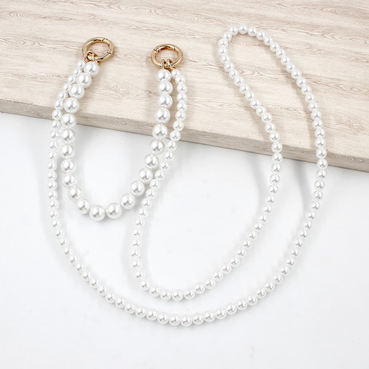Cross-border 2-in-1 Large and Small Pearl Bag Chain Multi-functional Chain Hand Strap Neck Lanyard Phone Strap Crossbody Bag Strap