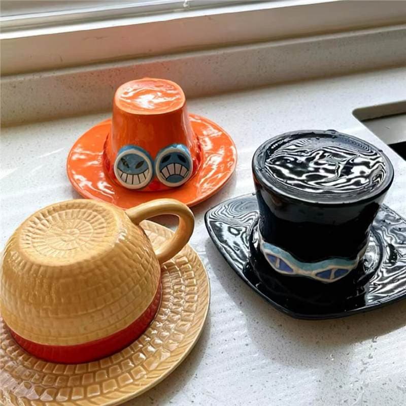 One Piece Luffy Hat Cup Collector's Edition ASL Hat Cartoon Home Ceramic Mug Creative Desktop Ornament