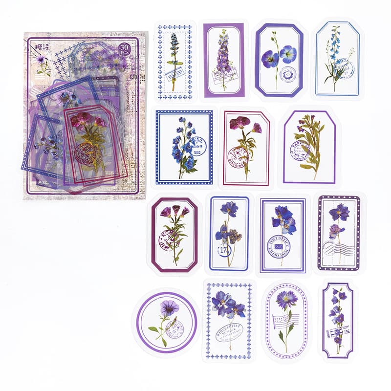 Tangshi PET Sticker Pack Misty Flowers Series Plant Scrapbooking DIY Decorative Stickers 30 Sheets 6 Styles Available