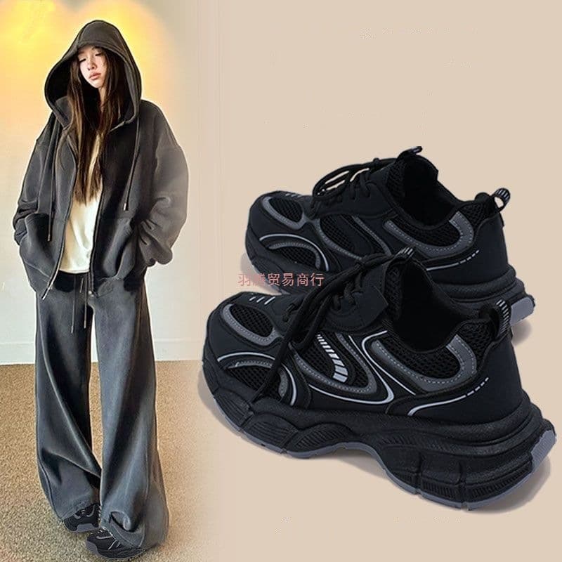 Popular Super Hot Lightweight Breathable High Appearance Dad Shoes Women 2025 New Versatile Height-Increasing Casual Platform Sports Shoes