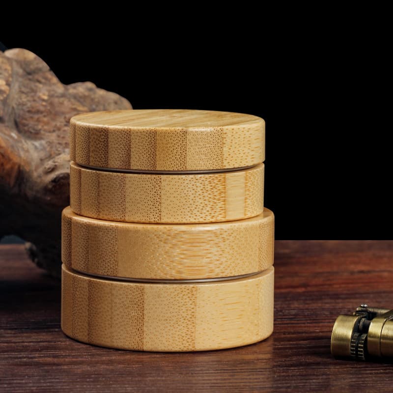Bamboo Inlaid Aluminum Portable Tobacco Can Small Large Size Portable Smoking Accessory Storage Box Sealed Men's Personalized Tobacco Tin