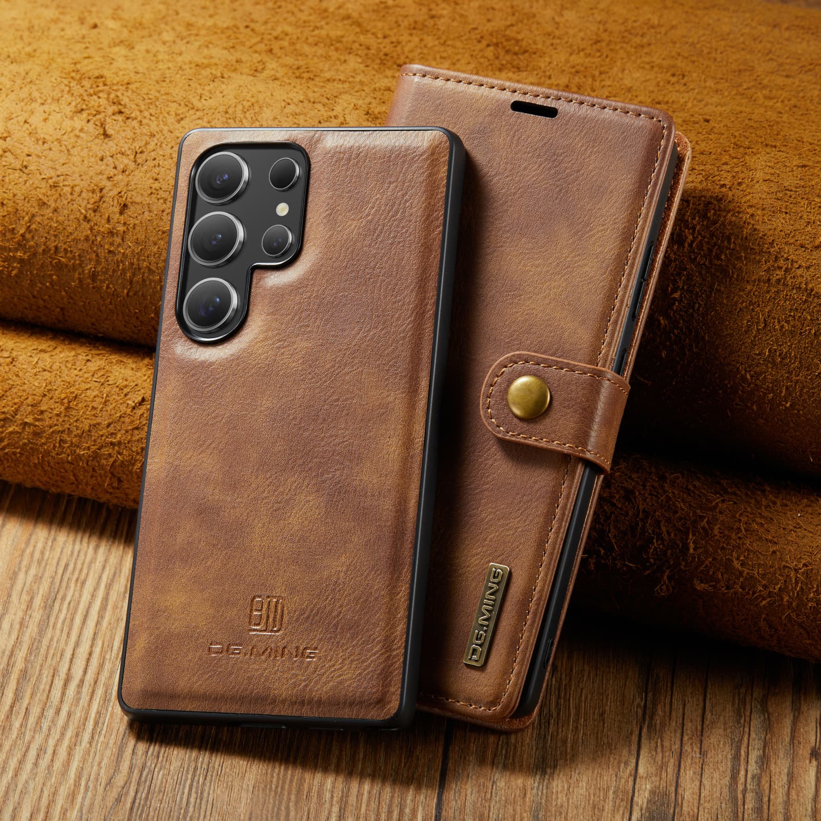 Compatible with Samsung S26 Ultra Phone Leather Case S25 Plus Flip Cover Card Slot Magnetic Buckle 2-in-1 Protective Shell
