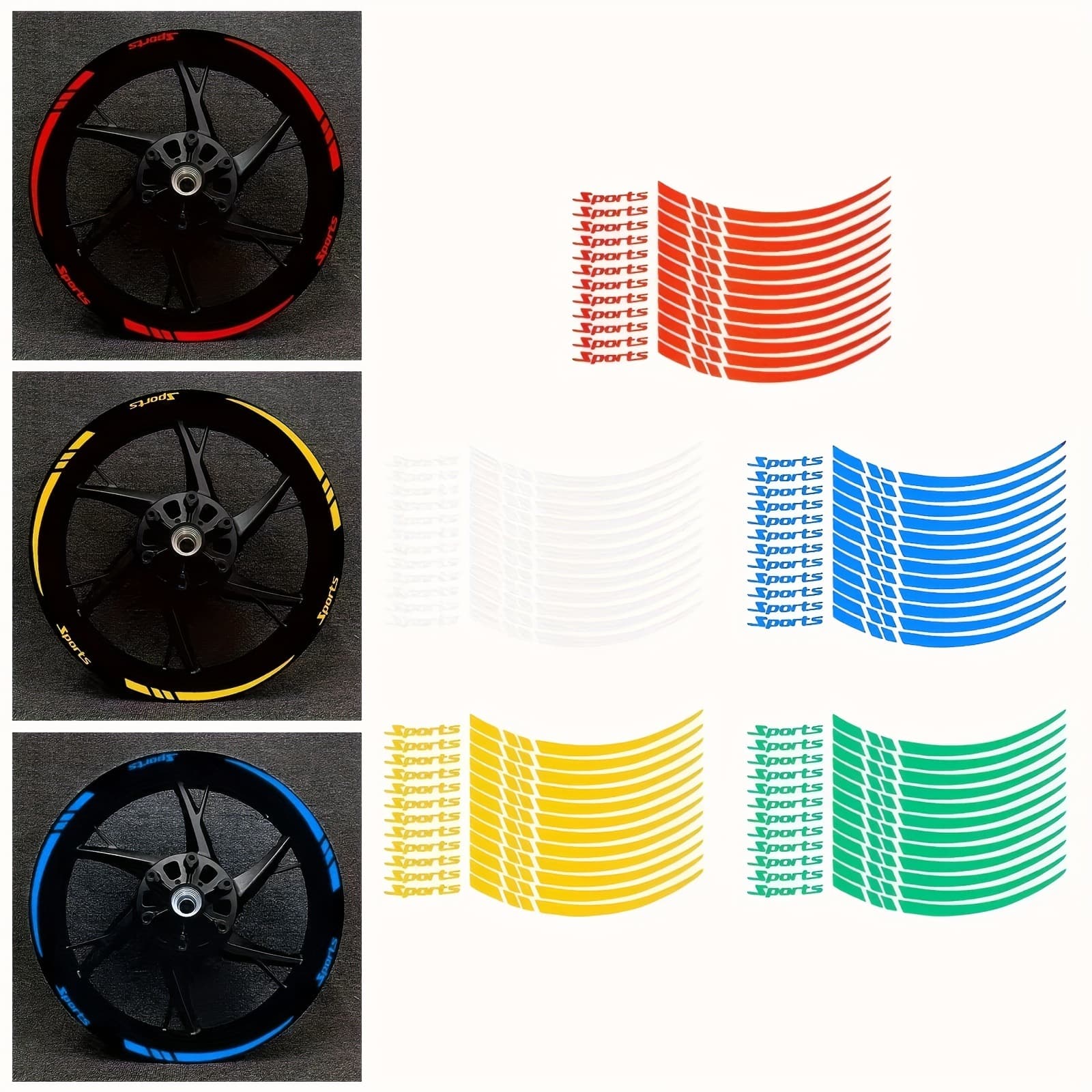 Cross-border TEMU Exclusive 24-Piece Reflective Car Motorcycle Wheel Rim Stickers - Vinyl Decals