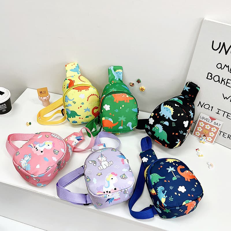 Cartoon fashion children's chest bag, 2025 summer new edition, elementary school student trendy sling bag, dinosaur kindergarten children's bag