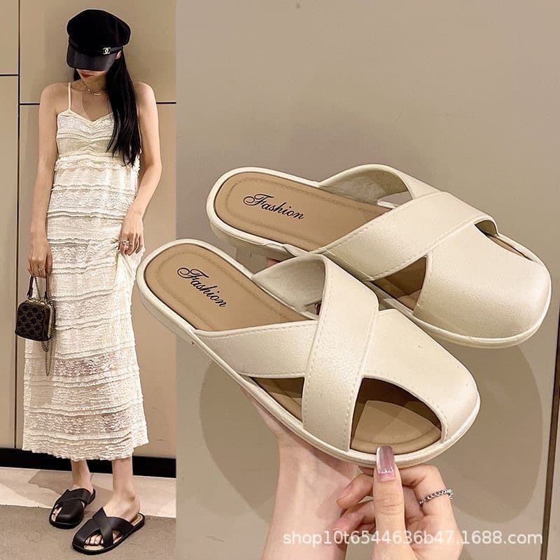 2026 Baotou Slippers Women's Internet Celebrity Ins Summer Lazy Fashion Comfortable Sweet Fairy One-Strap Sandals Women Summer