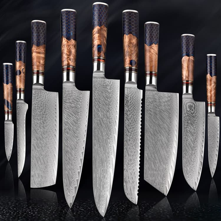 Cross-border Damascus VG10 steel 9-piece kitchen knife set kitchen knife sharp slicing knife Japanese cuisine chef knife