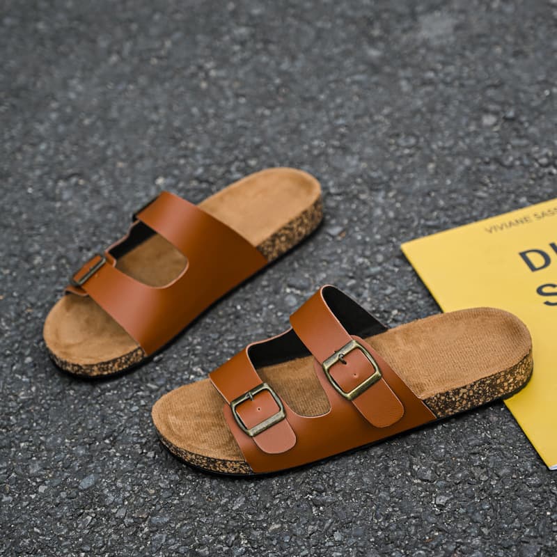 Summer New Breathable One-Strap Cork Sandals for Women, Fashionable Thick-Sole Retro Sandals, Couple Outdoor Trendy Style for Cross-Border Sales