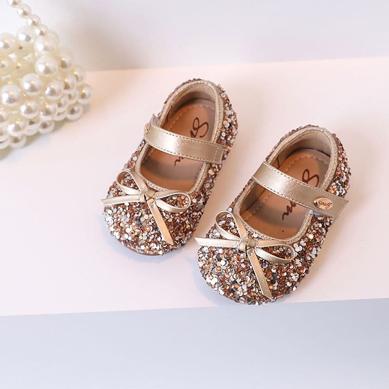 Princess Style Crystal Single Shoes Soft Sole Baby Walker Girls' Shoes Comfortable Breathable Anti-Slip Wear-Resistant Leather
